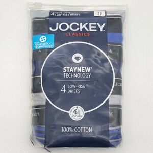 Jockey Classics Low-Rise Briefs 4-Pack Mens Size 38 100% Cotton